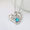 925 Sterling Silver Heart with Dolphin Mom and Baby with Sapphire Blue Crystal Necklace-Necklaces-Innovato Design-Innovato Design