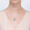 925 Sterling Silver Heart with Dolphin Mom and Baby with Sapphire Blue Crystal Necklace - InnovatoDesign
