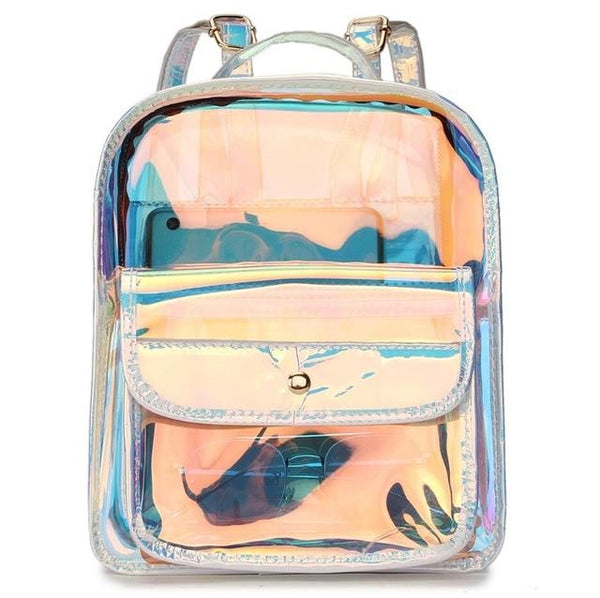 Transparent Hologram Backpack for Teenage Girls-clear backpack-Innovato Design-Laser-Innovato Design