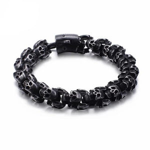 Men’s Stainless Steel Multiple Shiny Skull Bracelet-Skull Bracelet-Innovato Design-Black-7.9 inch-Innovato Design