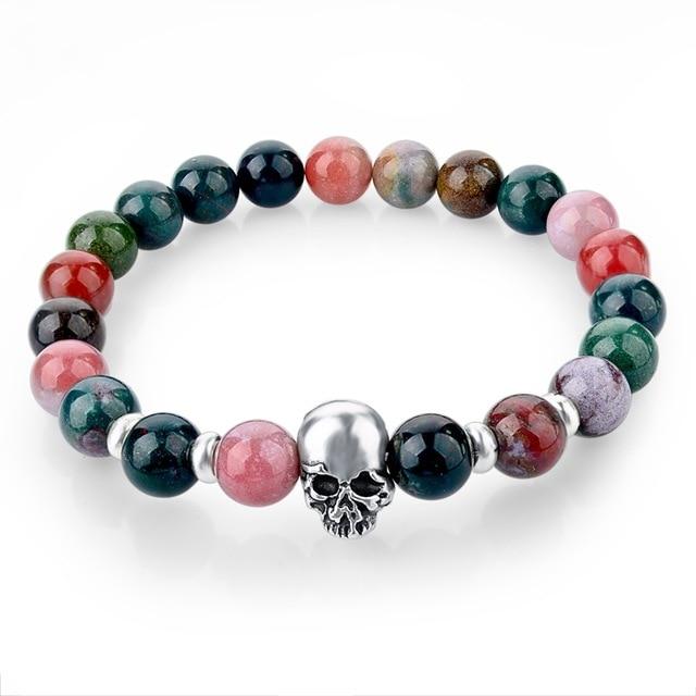 Handmade Natural Stone Skull Charm Bracelet-Skull Bracelet-Innovato Design-Multi-Innovato Design