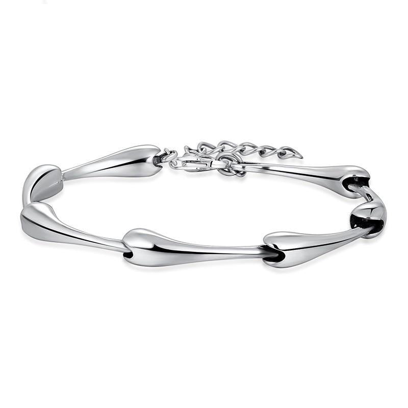 Water Droplets Link 925 Sterling Silver Adjustable Rock Bracelet-Bracelets-Innovato Design-Innovato Design