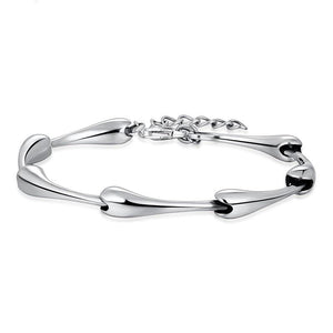 Water Droplets Link 925 Sterling Silver Adjustable Rock Bracelet-Bracelets-Innovato Design-Innovato Design