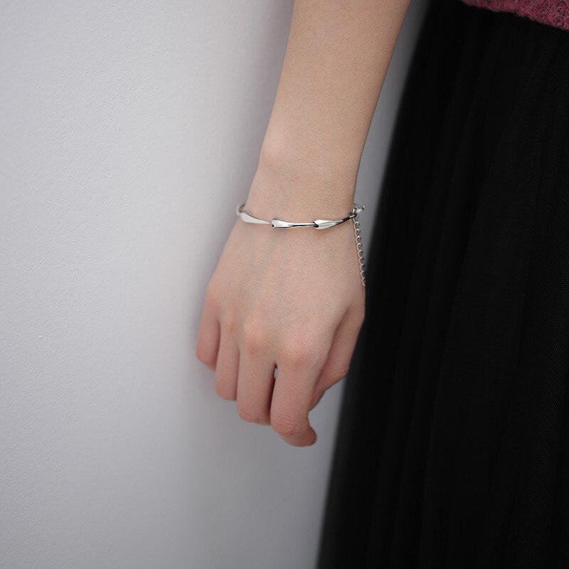 Water Droplets Link 925 Sterling Silver Adjustable Rock Bracelet-Bracelets-Innovato Design-Innovato Design