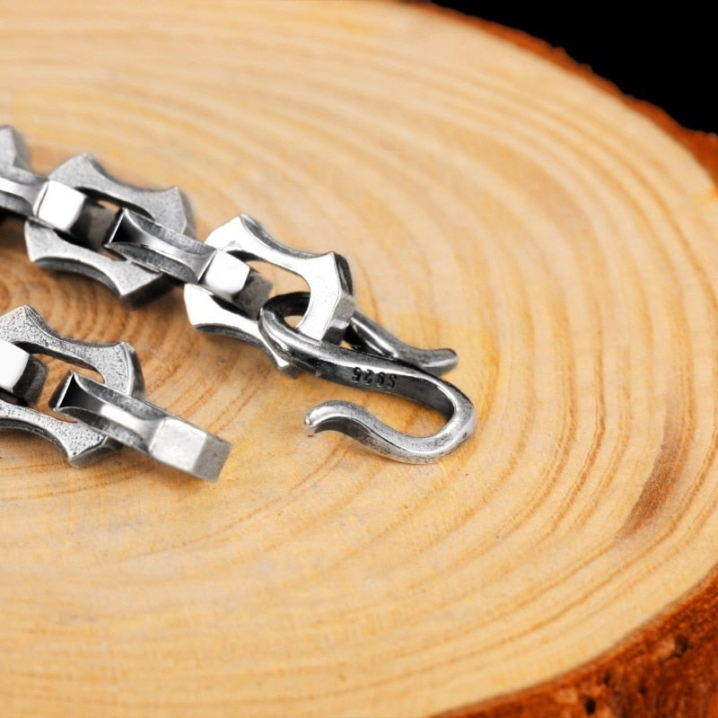 9mm Viking Heavy Chain Link 925 Sterling Silver Vintage Punk Biker Bracelet-Bracelets-Innovato Design-6.3in-Innovato Design