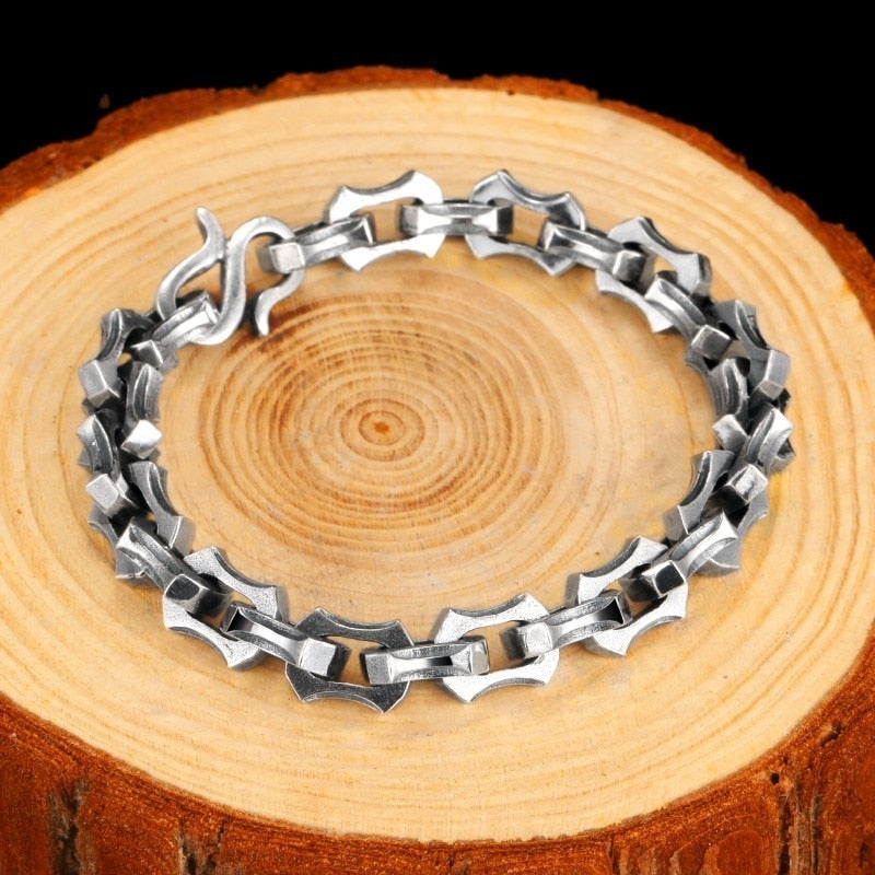 9mm Viking Heavy Chain Link 925 Sterling Silver Vintage Punk Biker Bracelet-Bracelets-Innovato Design-6.3in-Innovato Design