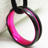 6mm Classic Black Beveled with Pink Inlay Tungsten Wedding Ring