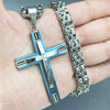 Stainless Steel Cross Pendant with Byzantine Link Necklace - InnovatoDesign