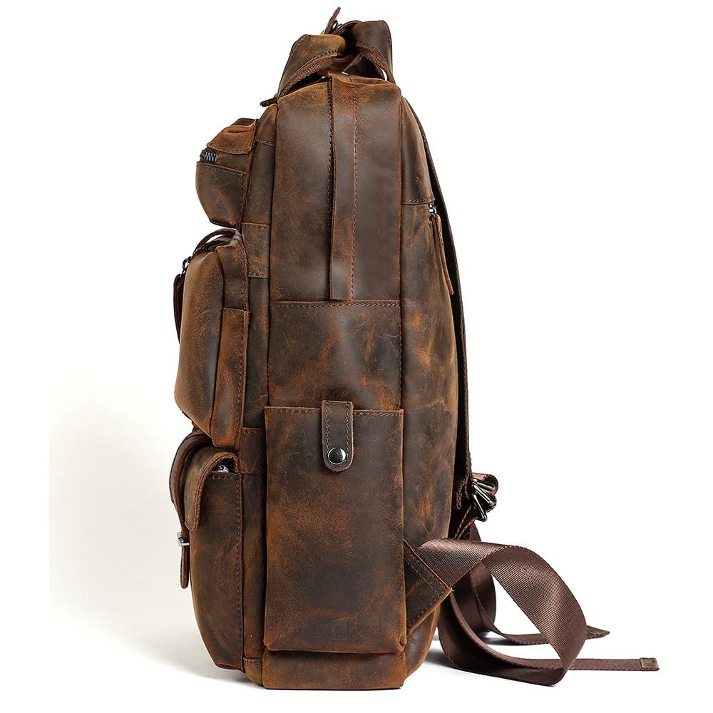 Brown Genuine Leather 15.6 Inch Travel Backpack 20 to 35 Litre-Canvas and Leather Backpack-Innovato Design-Innovato Design