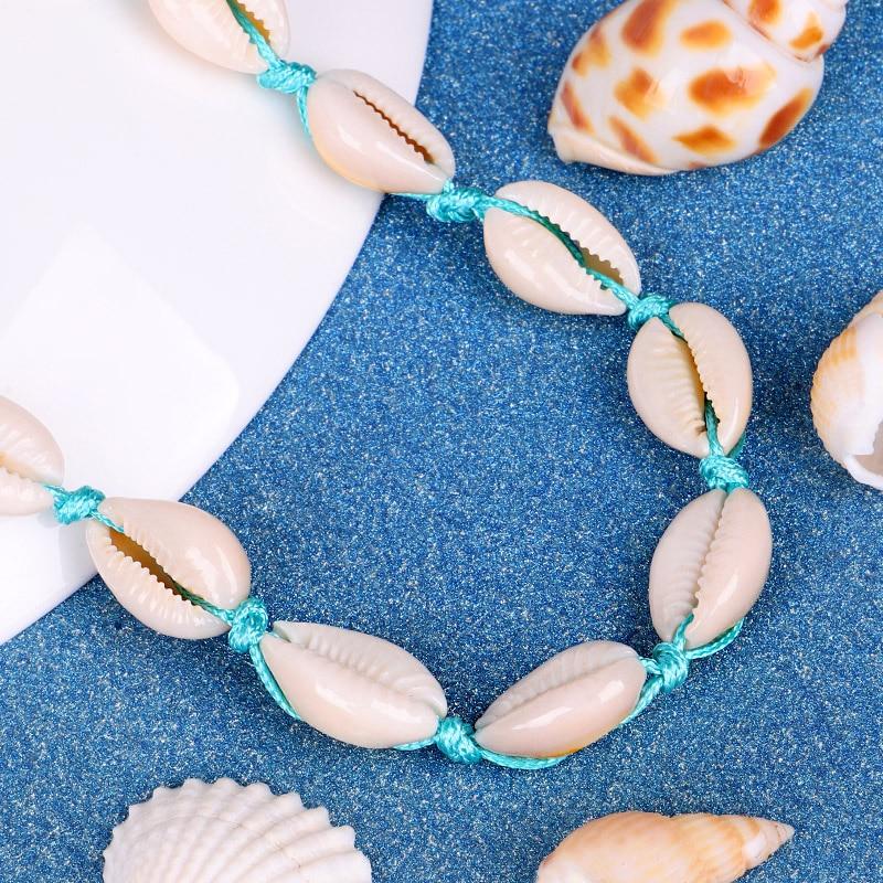 Blue Rope Puka Shell Necklace with Pearl Lock-Necklaces-Innovato Design-Innovato Design