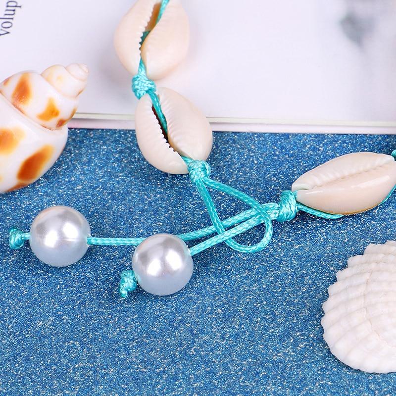 Blue Rope Puka Shell Necklace with Pearl Lock-Necklaces-Innovato Design-Innovato Design