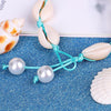 Blue Rope Puka Shell Necklace with Pearl Lock - InnovatoDesign
