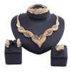 Interlaced Designs with Square Patterns Necklace, Bracelet, Earrings & Ring Wedding Statement Jewelry Set
