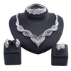 Interlaced Designs with Square Patterns Necklace, Bracelet, Earrings & Ring Wedding Statement Jewelry Set