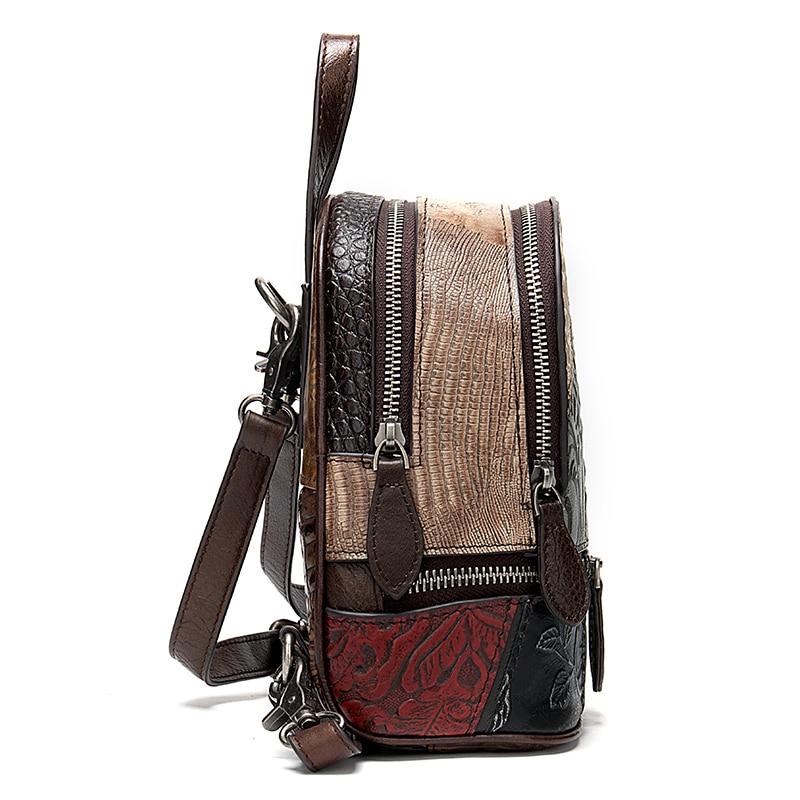 floral patchwork mini backpack Mini Backpack with Embossed Floral Patterns on Leather Patchwork Desig – Innovato Design