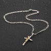Jesus Cross Rose Charm Pendant Silver Chain Necklace - InnovatoDesign