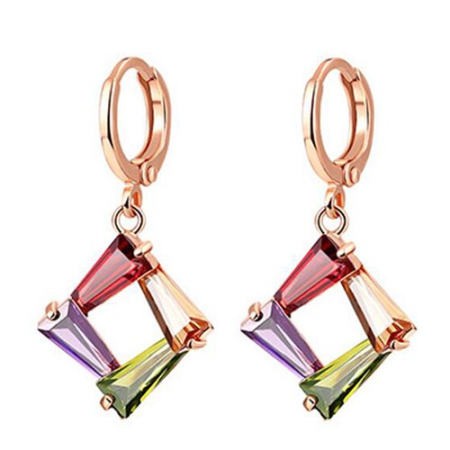 Rose-Gold-Plated Multicolor Cubic Zirconia Necklace & Earrings Wedding Jewelry Set-Jewelry Sets-Innovato Design-Innovato Design