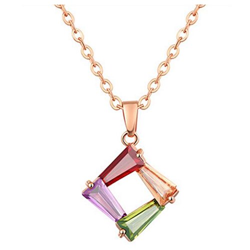 Rose-Gold-Plated Multicolor Cubic Zirconia Necklace & Earrings Wedding Jewelry Set-Jewelry Sets-Innovato Design-Innovato Design