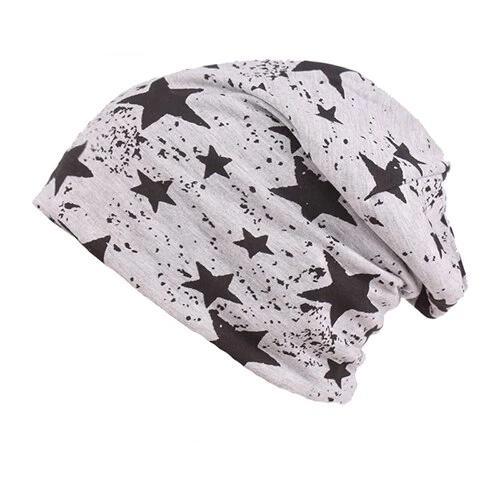 Stars Knit Hat, Beanie or Skullies-Hats-Innovato Design-Light Gray-Innovato Design