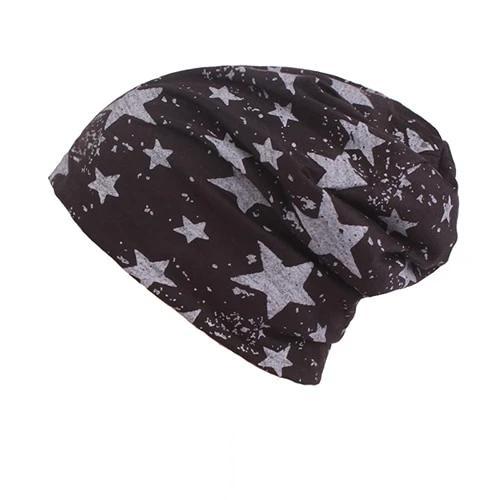 Stars Knit Hat, Beanie or Skullies-Hats-Innovato Design-Black-Innovato Design