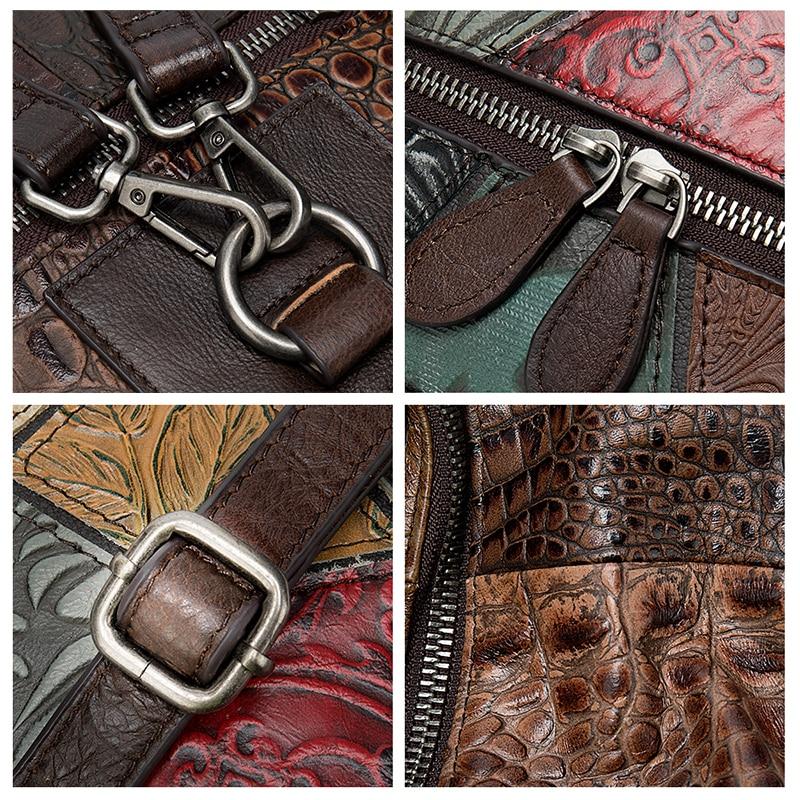 Mini Backpack with Embossed Floral Patterns on Leather Patchwork Design-Leather Backpacks-Innovato Design-Innovato Design