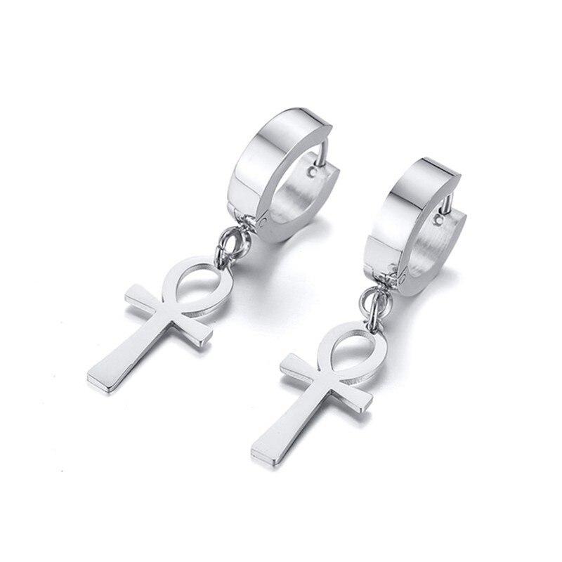 Drop Ankh Egyptian Cross Hoop Earrings in 3 Different Colors-Earrings-Innovato Design-Black-Innovato Design
