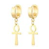 Drop Ankh Egyptian Cross Hoop Earrings in 3 Different Colors-Earrings-Innovato Design-Gold-Innovato Design