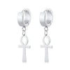 Drop Ankh Egyptian Cross Hoop Earrings in 3 Different Colors-Earrings-Innovato Design-Silver-Innovato Design