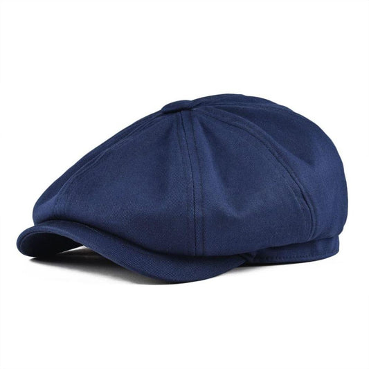 Large Retro Twill Cotton Newsboy Cap-Hats-Innovato Design-Blue-M-Innovato Design