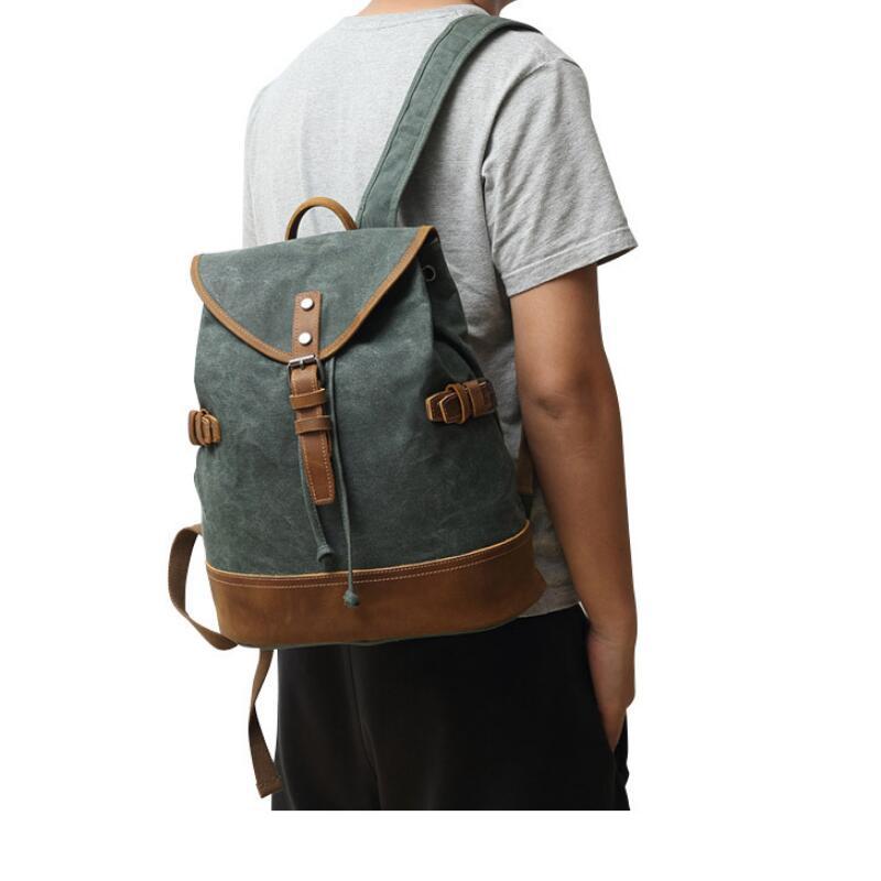 Vintage Canvas Leather Waterproof 20 Litre Backpack-Canvas and Leather Backpack-Innovato Design-Coffee-Innovato Design