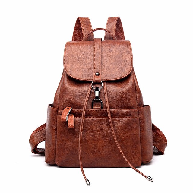 Casual Leather School Bag and Backpack-Backpacks-Innovato Design-Brown-Innovato Design