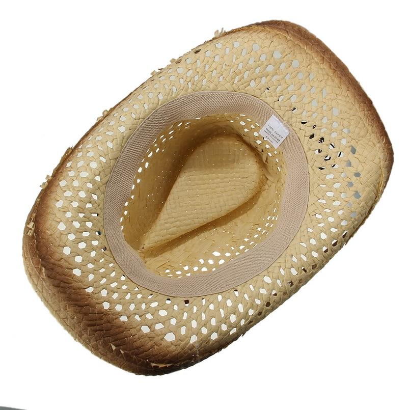 Summer Straw Cowboy Hat with Turquoise Brooch and Shell-like Beads-Hats-Innovato Design-Innovato Design