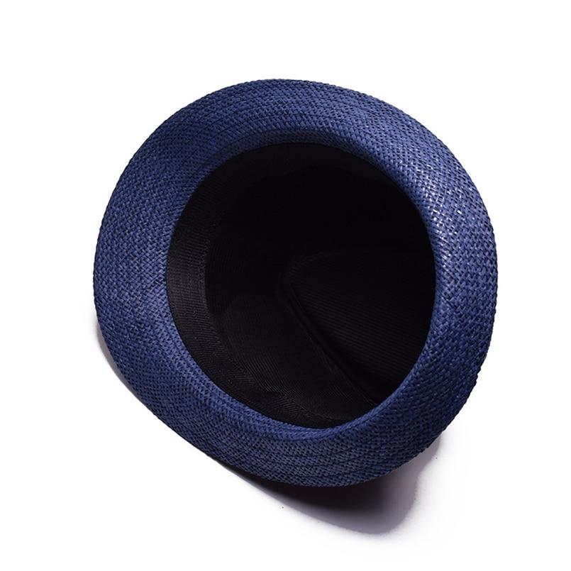 Solid Color Straw Trilby Hat with Black Hatband-Hats-Innovato Design-Blue-Innovato Design