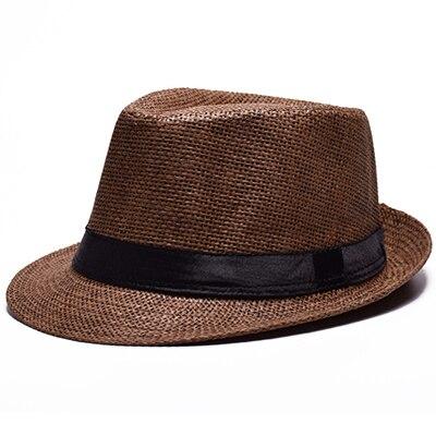 Solid Color Straw Trilby Hat with Black Hatband-Hats-Innovato Design-Brown-Innovato Design