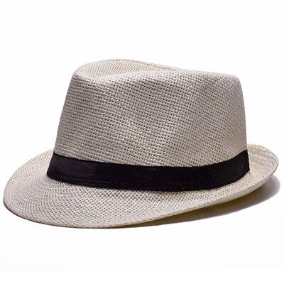 Solid Color Straw Trilby Hat with Black Hatband-Hats-Innovato Design-Cream-Innovato Design