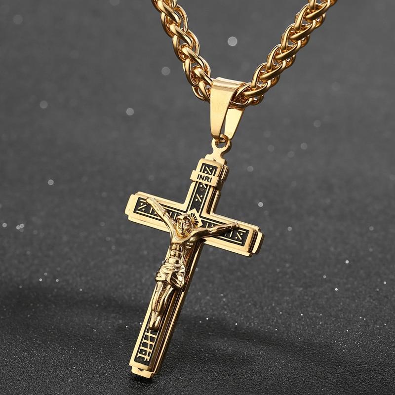 Catholic Jesus Christ Crucifix Stainless Steel Pendant Necklace-Necklaces-Innovato Design-1-Innovato Design