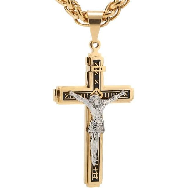 Catholic Jesus Christ Crucifix Stainless Steel Pendant Necklace-Necklaces-Innovato Design-1-Innovato Design