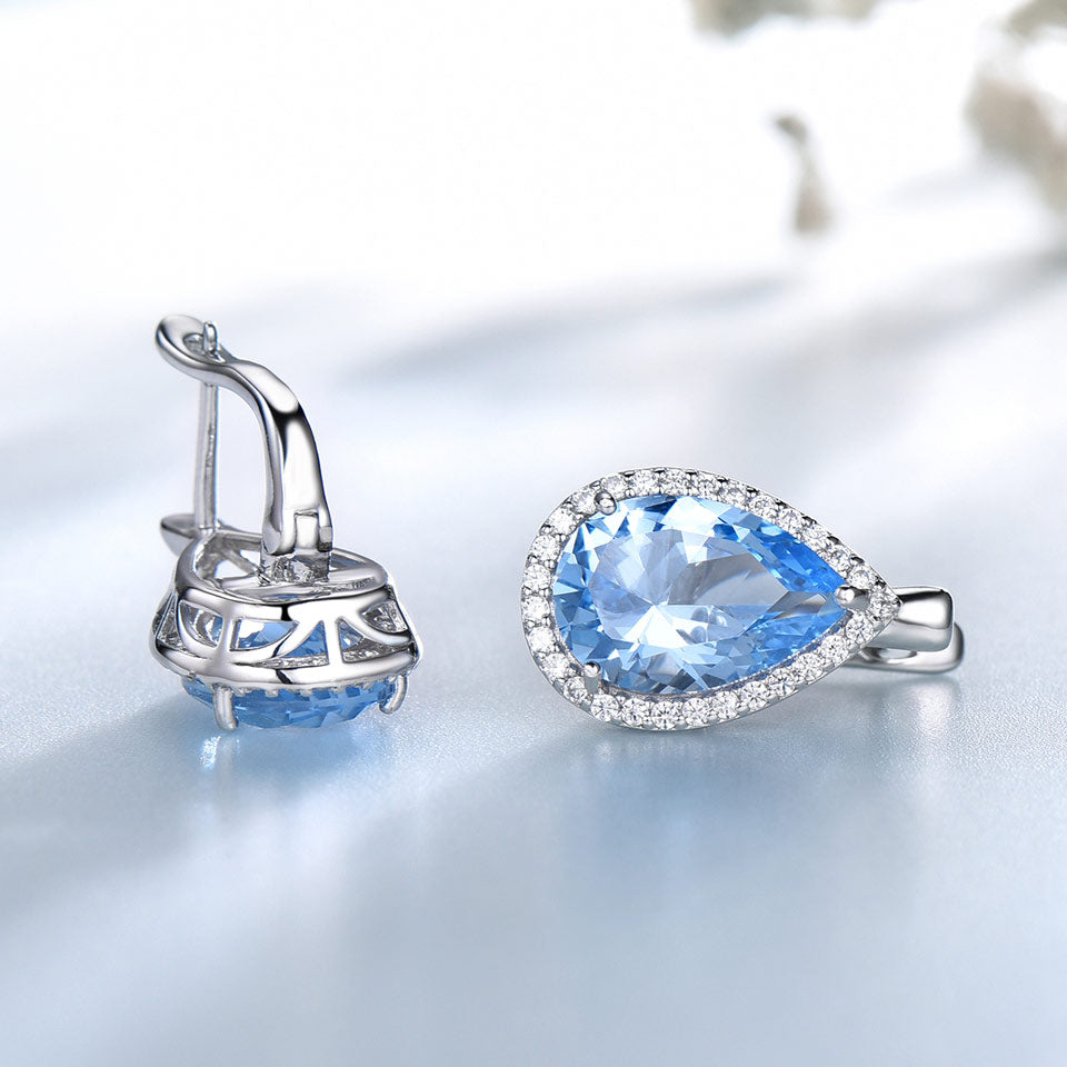 Nano Gemstone and Cubic Zirconia 925 Sterling Silver Fashion Clip Earrings-Earrings-Innovato Design-Innovato Design