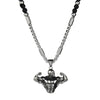 Stainless Steel Muscle Man Pendant Beaded Necklace