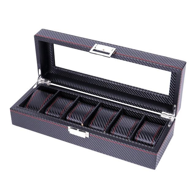Dark Gray High Carbon Fiber Watch and Jewelry Display Storage Box-Watch Box-Innovato Design-6 Grid-Innovato Design