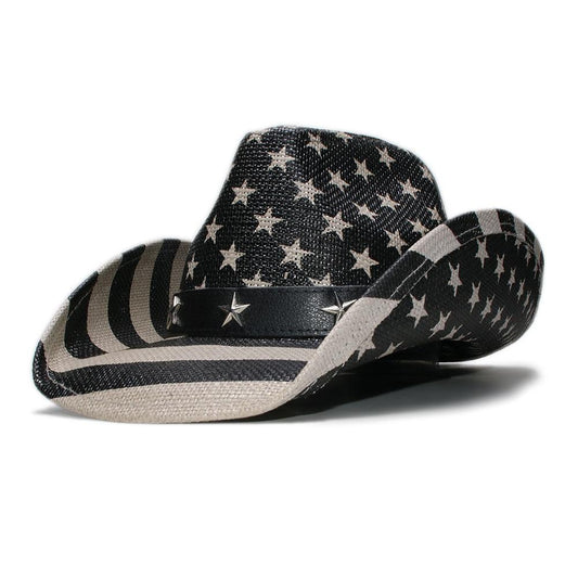 American Flag Cowboy Hat with Adjustable Strap-Hats-Innovato Design-Black and Gray-Innovato Design