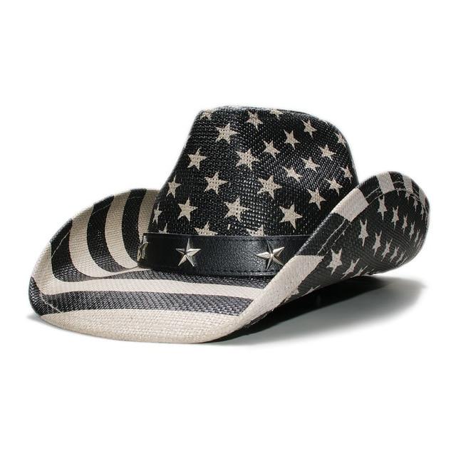 American Flag Cowboy Hat with Adjustable Strap-Hats-Innovato Design-Red and Khaki-Innovato Design