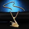Cubic-Zirconia-Studded Rock Hand Gesture Bling Hip-hop Pendant Necklace-Necklaces-Innovato Design-Innovato Design