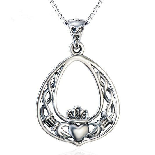 925 Sterling Silver Claddagh Pendant Necklace with 18" Chain-Necklaces-Innovato Design-Innovato Design
