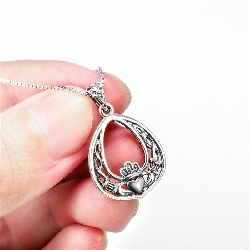 925 Sterling Silver Claddagh Pendant Necklace with 18" Chain-Necklaces-Innovato Design-Innovato Design