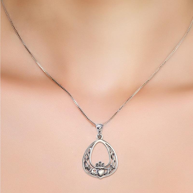 925 Sterling Silver Claddagh Pendant Necklace with 18" Chain-Necklaces-Innovato Design-Innovato Design