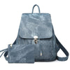 Vintage Faux Leather 36 to 55 Litre Backpack with Free Size Pouch for Women-Denim Backpacks-Innovato Design-Blue-Innovato Design