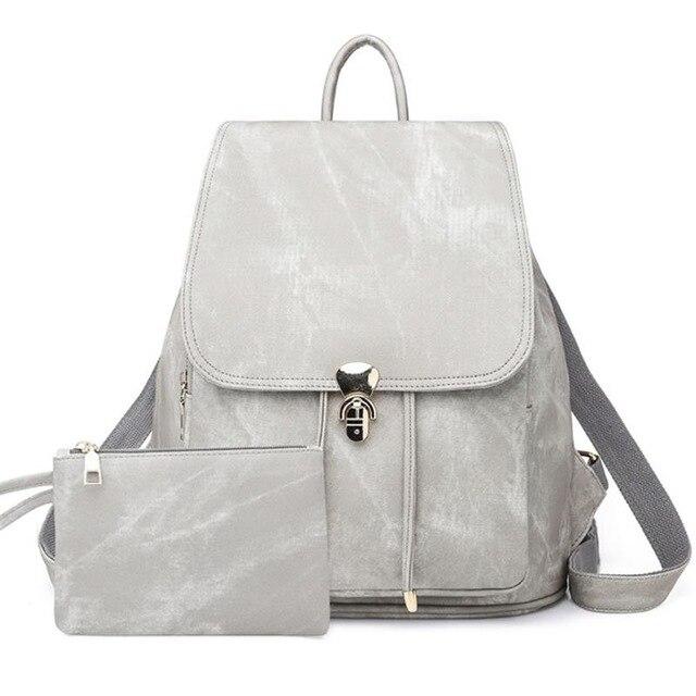 Vintage Faux Leather 36 to 55 Litre Backpack with Free Size Pouch for Women-Denim Backpacks-Innovato Design-Grey-Innovato Design