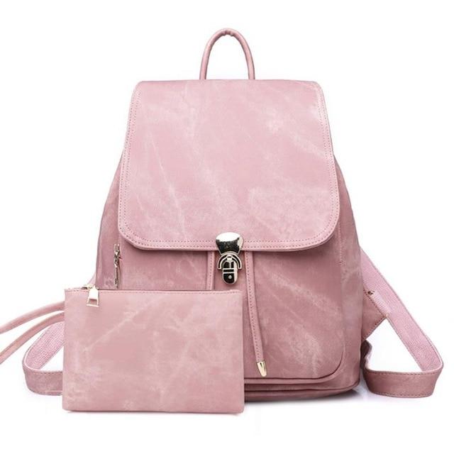 Vintage Faux Leather 36 to 55 Litre Backpack with Free Size Pouch for Women-Denim Backpacks-Innovato Design-Pink-Innovato Design