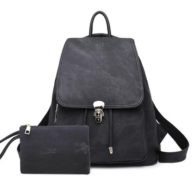 Vintage Faux Leather 36 to 55 Litre Backpack with Free Size Pouch for Women-Denim Backpacks-Innovato Design-Black-Innovato Design